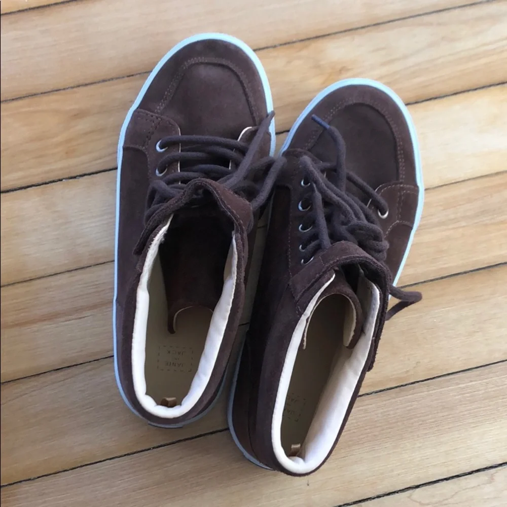 Janie And Jack Leather Sneakers Chukka Boot Brown Dress Shoes Suede Boys Size 3